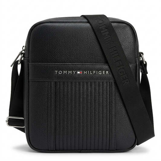 Tommy Hilfiger Black Premium Cross Leather Bag / Model Bag -16 Black