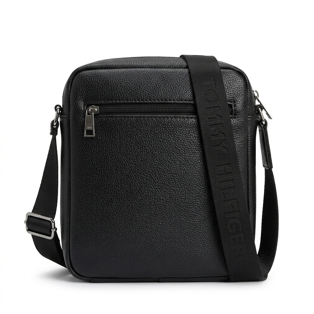 Tommy Hilfiger Black Premium Cross Leather Bag / Model Bag -16 Black